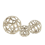 Benzara Aluminum Frame Decorative Metal Spheres, Set of 3, Silver