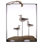 Benzara Wood and Metal Walldecor with Gulls Accent, Brown and White