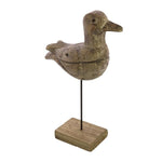 Benzara Wood and Metal Seagull Figurine with Grain Details, Brown
