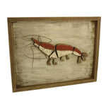 Benzara Rectangular Wooden Frame Lobster Walldecor, Brown and Red