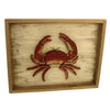 Benzara Rectangular Wooden Frame Crab Walldecor, Brown and Red