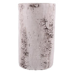 Benzara Faux Birch Cement Framed Vase, White