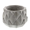 Benzara Round Cement Planter with Textured Diamond Design, Small, Gray