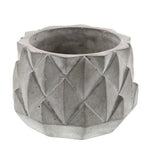 Benzara Round Cement Planter with Textured Diamond Design, Small, Gray