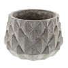 Benzara Round Cement Planter with Textured Diamond Design, Large, Gray