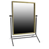 Benzara Rectangular Metal Frame Swiveling Mirror, Gold and Gray