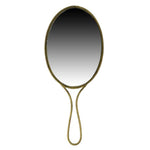Benzara Vintage Style Oval Metal Encased Hand Mirror, Brass