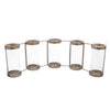 Benzara Glass and Metal Frame Tealight Holder Quintet, Gray