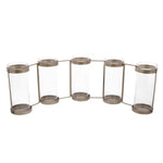 Benzara Glass and Metal Frame Tealight Holder Quintet, Gray
