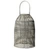 Benzara Woven Rattan Frame Lantern with Glass Hurricane, Natural Brown