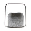 Benzara Oval Top Metal Frame Vase with Handle, Small, Galvanized Gray