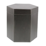 Benzara Hexagonal Metal Frame Lidded Canister, Medium, Dark Bronze