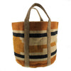 Benzara Woven Jute Storage Tote with Stripes, Orange and Black