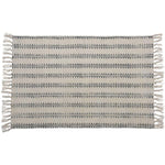 Benzara 2 x 3 Feet Cotton Rug with Sawtooth Stripe, Gray and White