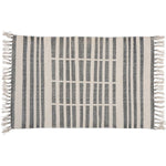 Benzara 2 x 3 Feet Cotton Rug with Broken Stripe, Gray and White