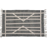 Benzara 2 x 3 Feet Cotton Rug with Centrepoint Stripe, Gray and White