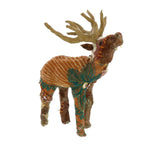 Benzara Fabric Wrapped Stag Figurine with Elegant Embroidery, Brown
