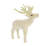 Benzara Fabric Wrapped Stag Figurine with Elegant Embroidery, White