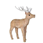 Benzara 12 Inches Fabric Wrapped Stag Figurine, Beige and White