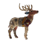 Benzara 12 Inches Fabric Wrapped Stag Figurine with Elegant Embroidery, Brown