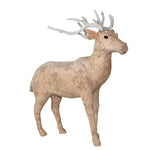 Benzara 19 Inches Fabric Wrapped Stag Figurine, Beige and White
