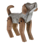 Benzara Metal and Wooden Dog Design Accentdecor, Galvanized Gray and Brown