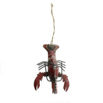Benzara Reclaimed Metal Lobster Design Walldecor with Rope, Rustic Red and Black