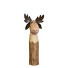 Benzara Wooden Moose Design Accentdecor with Metal Antlers, Small, Brown