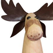 Benzara Wooden Moose Design Accentdecor with Metal Antlers, Large, Brown