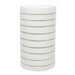 Benzara Contemporary Style Cylindrical Striped Glass Hurricane, Clear