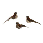 Benzara Feather Sitting Bird Accentdecor with Clips, Set of 3, Brown and Red