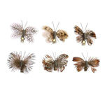 Benzara Feather Butterfly Accentdecor with Clips, Assortment of 12, Brown