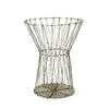 Benzara Steel Wire Basket with Open Cage Design Frame, Large, Rustic White