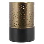 Benzara Cylindrical Metal Hurricane with Pinholes, Medium, Brass