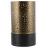 Benzara Cylindrical Metal Hurricane with Pinholes, Large, Brass