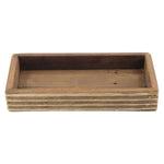 Benzara Rectangular Shape Wooden Tray with Ridged Edges, Brown