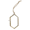 Benzara Metal and Glass Hexagonal Frame, Medium, Brass and Clear