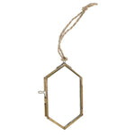 Benzara Metal and Glass Hexagonal Frame, Medium, Brass and Clear