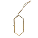 Benzara Metal and Glass Hexagonal Frame, Large, Brass and Clear