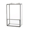Benzara Metal and Glass Box Shelf, Small, Gray and Clear