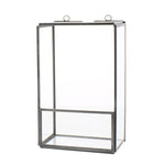 Benzara Metal and Glass Box Shelf, Small, Gray and Clear