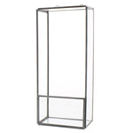 Benzara Metal and Glass Box Shelf, Medium, Gray and Clear