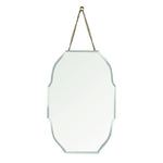 Benzara Oval Shape Beveled Mirror with Chain Hanger, Silver