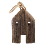 Benzara Wooden House Accentdecor with Rope Handle, Brown