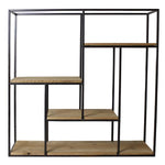 Benzara Wooden and Metal Shelf with 4 Shelves, Black and Brown