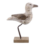 Benzara Wooden Seagulldecor with Stable Base, White and Brown