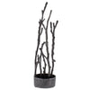 Benzara 14 Inch Round Shaped Vase with Metal Branches, Gray