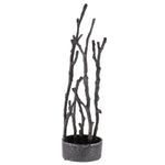 Benzara 14 Inch Round Shaped Vase with Metal Branches, Gray