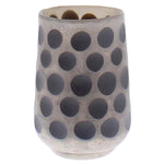 Benzara Glass Votive Candle Holder with Polka Dots Pattern, Gray