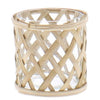 Benzara Glass Vase with Woven Lattice Design Case, Small, Clear